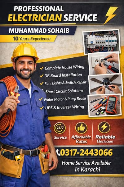  Professional Electrician Service – Karachi