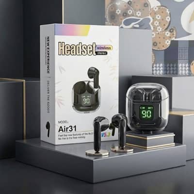 Air31 TWS Transparent Earbuds – Wireless Bluetooth 5.3 Digital Display