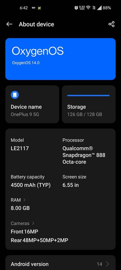 one plus 9 8/128 GB