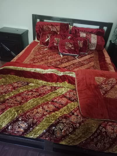 King size complete velvet  bridal  bed set