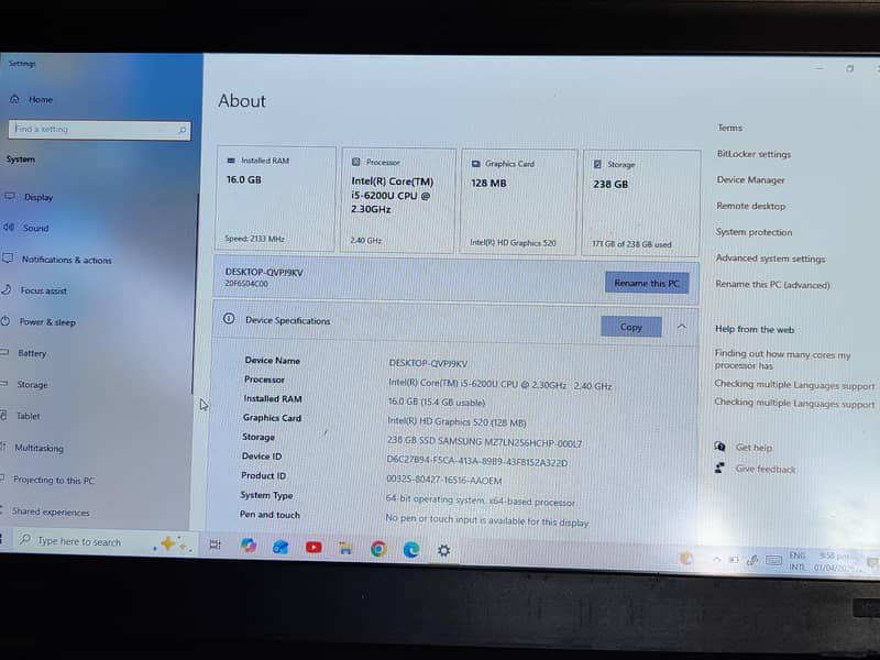 Lenovo Core i5 6th Gen | 16GB RAM | SSD Laptop  For SALE 0