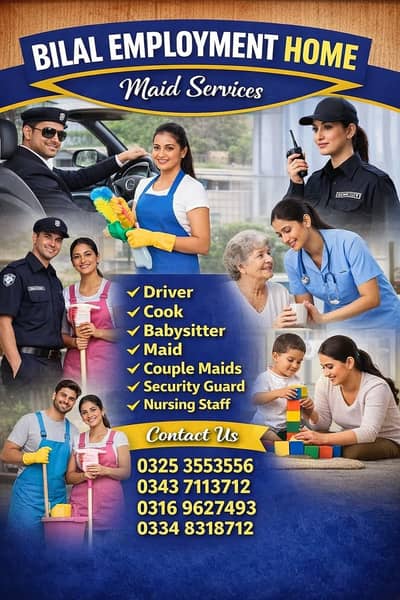 Maids / House Maids / cook / Nanny , chef / Baby Sitter maid available