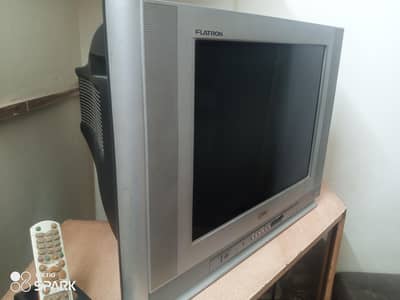 LG Flatiron Color TV with Wooden Trolley