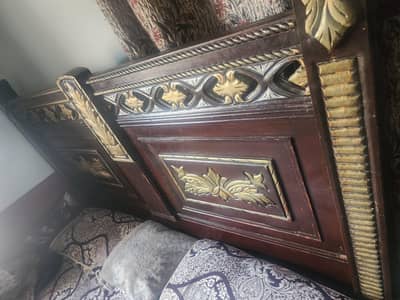 Wooden Bed Set Wardrobe  2 Small Tables for Sale