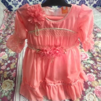 Beautiful Girls Peach Party Frock for Sale
