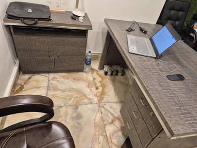 used executive office table and side rack.