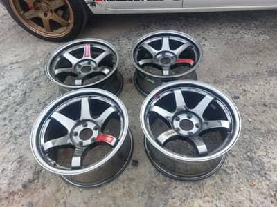 TE37. Staggered 17”.  Full concave alloy rims