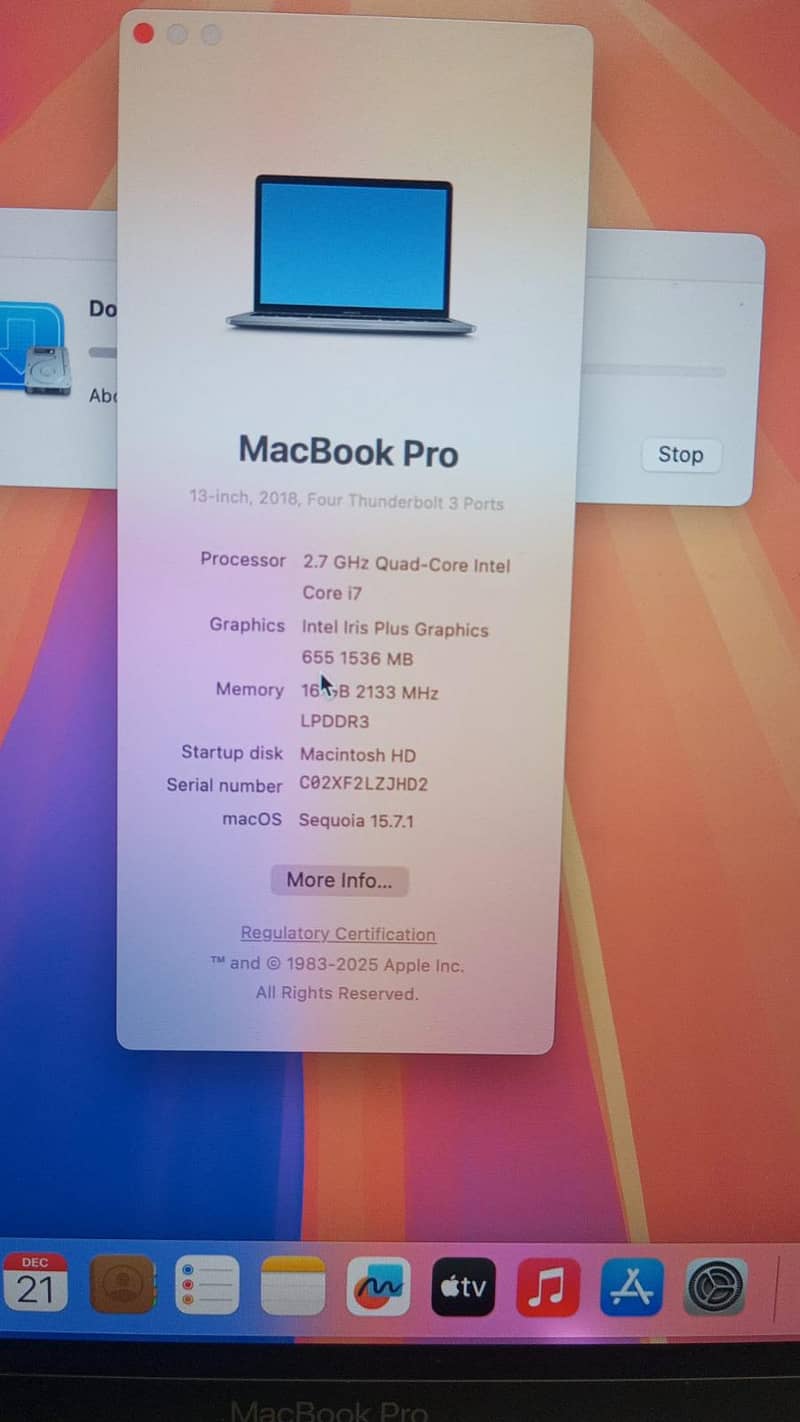 Apple mac i7 2018 model touchbar 1
