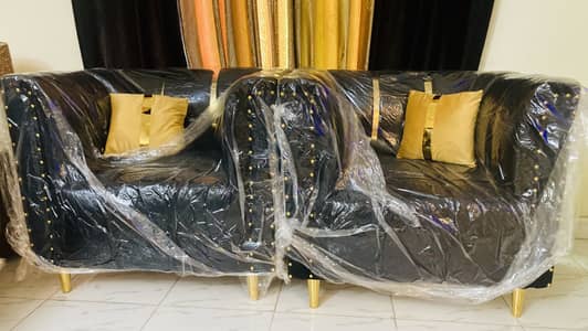 Five Seater Sofa | Black Velvet | New