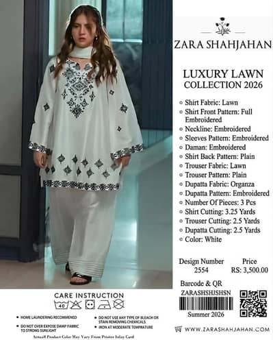 Luxury Lawn Embroidered 3-Piece Suit 
