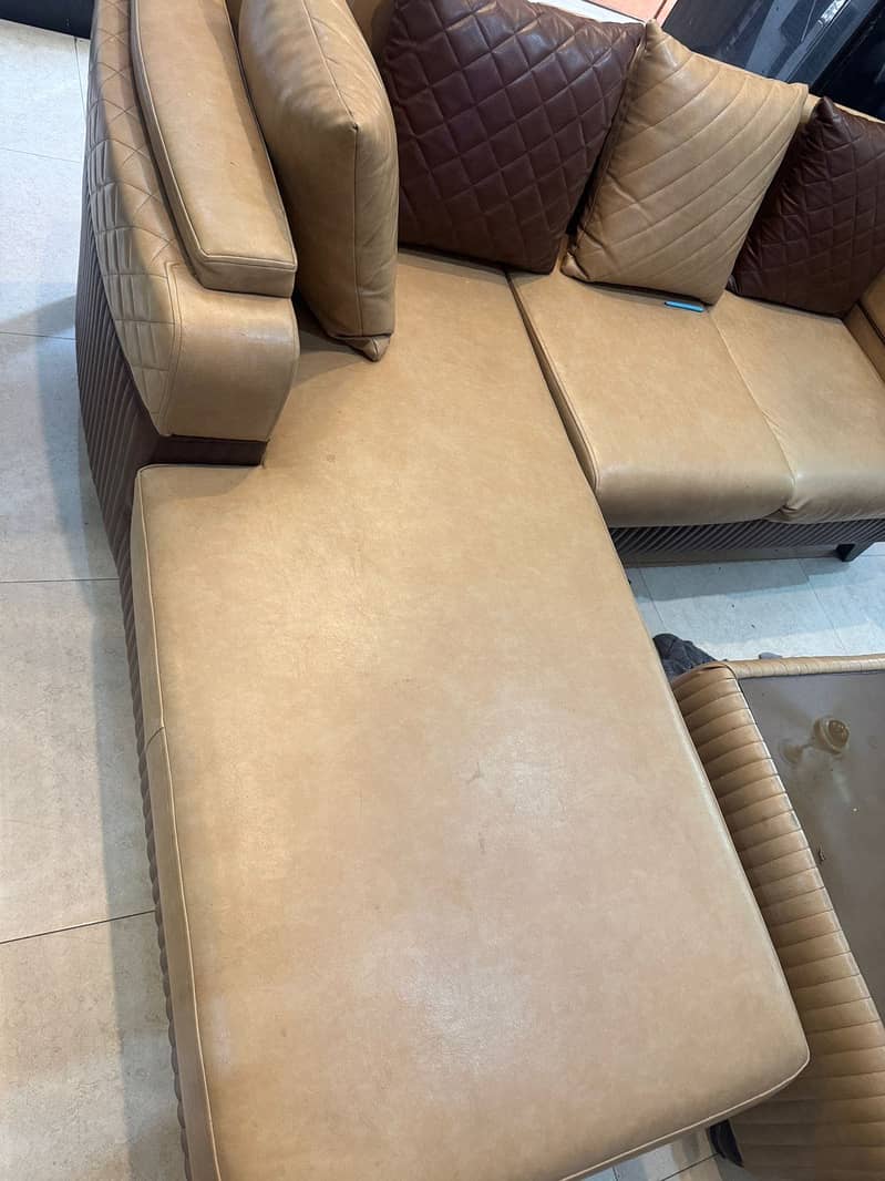 L shape sofa with table 2