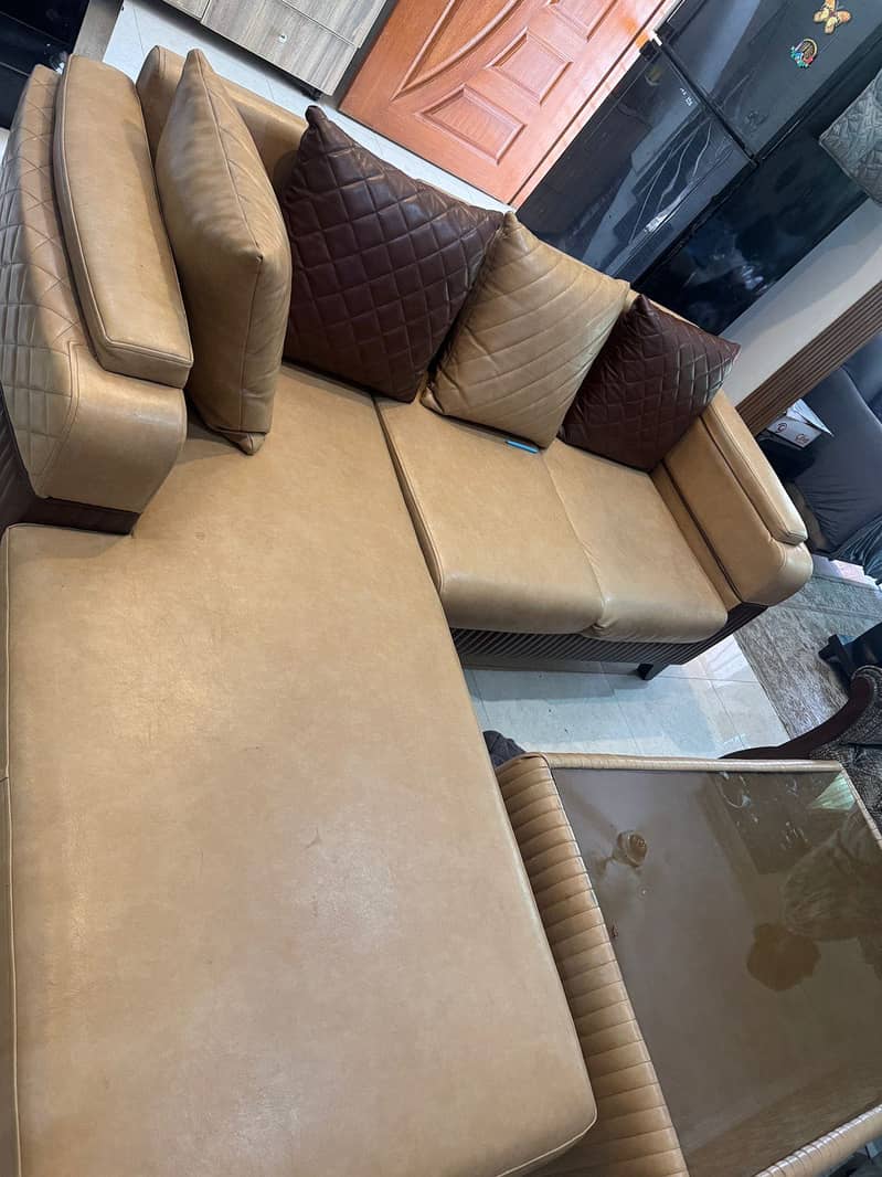 L shape sofa with table 4