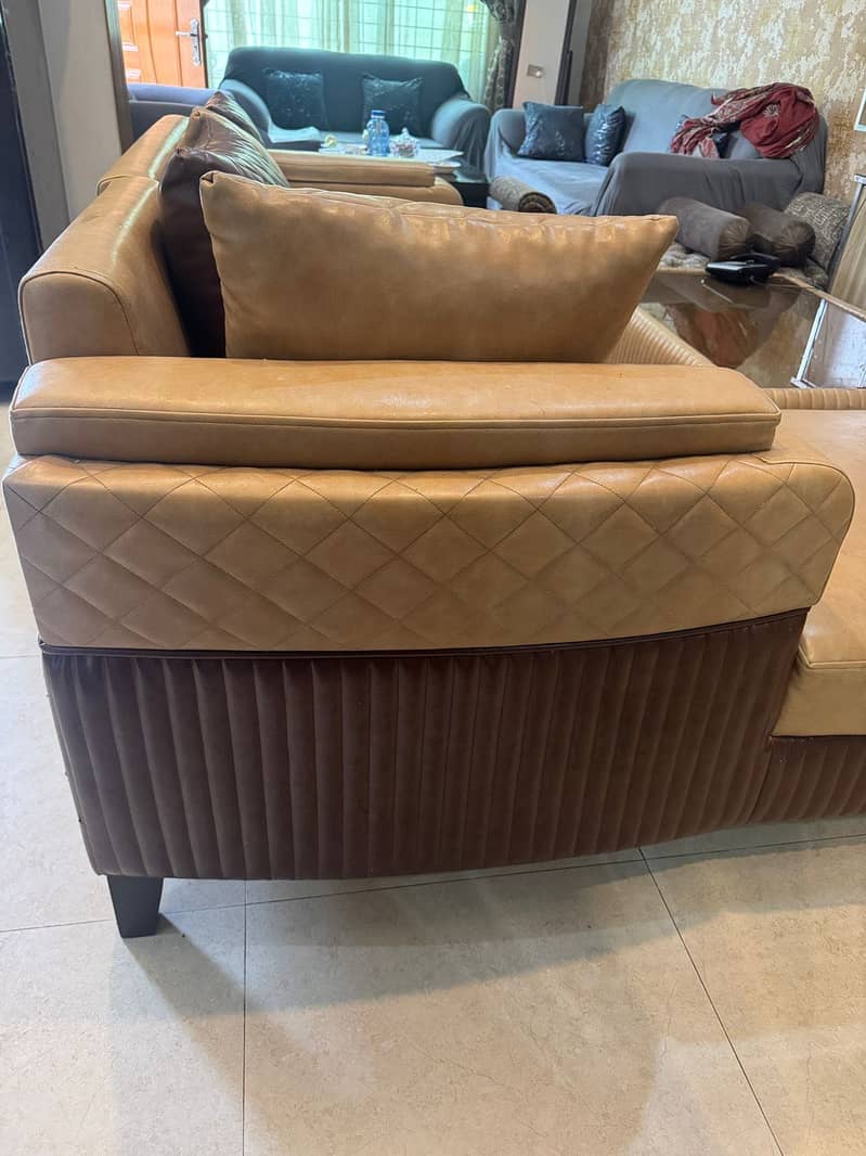 L shape sofa with table 6