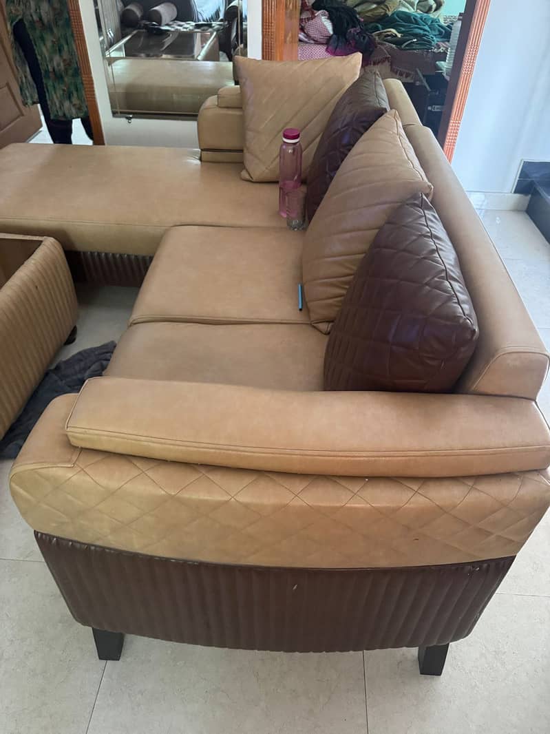 L shape sofa with table 10