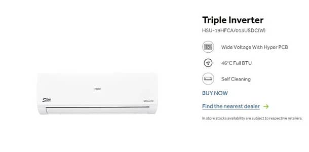 Haier Inverter 19HFCA Star (T1)  Available On Easy Installment