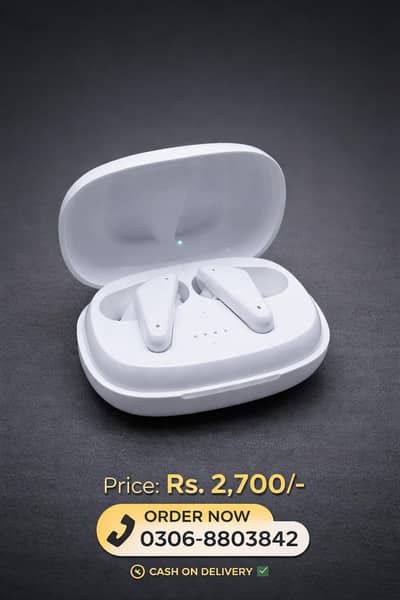 White Bluetooth Earbuds – Fast Charging & Long Battery Life