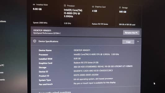 intel core i5 with redeon RX 570 series 4gb card