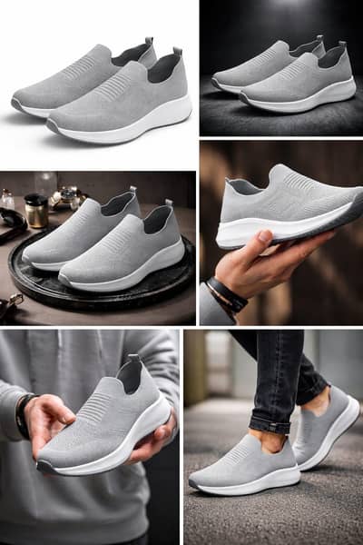 Men's Comfortable Walking Sneakers Grey | Lightweight Slip-On.