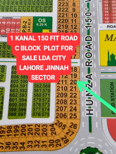 1 KANAL PLOT FOR SALE C BLOCK 150 FIT ROAD LDA CITY LAHORE JINNAH SECTOR