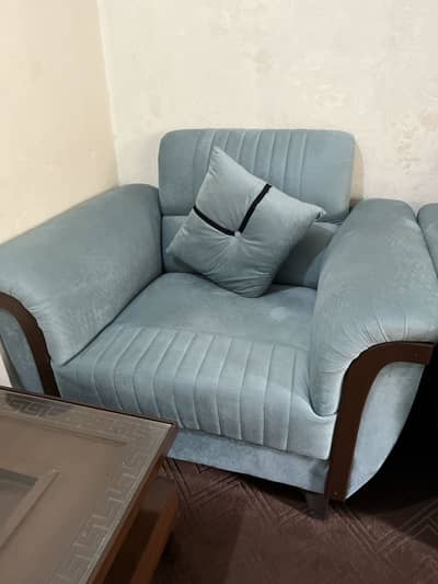 Brand new 5 seater sofa with sofa covers and three tables & 5 cushion