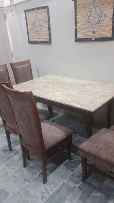 6 chairs marble top table condition 9/10