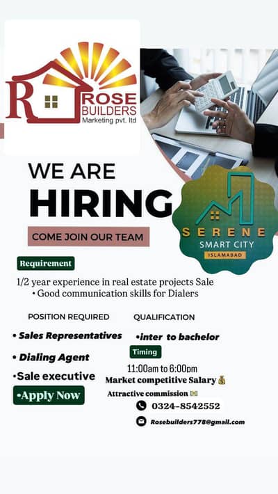 We're hiring male female staff for sale executive 03248542552