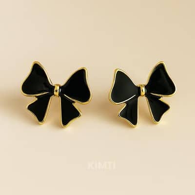 Elegant Black Bow Earrings