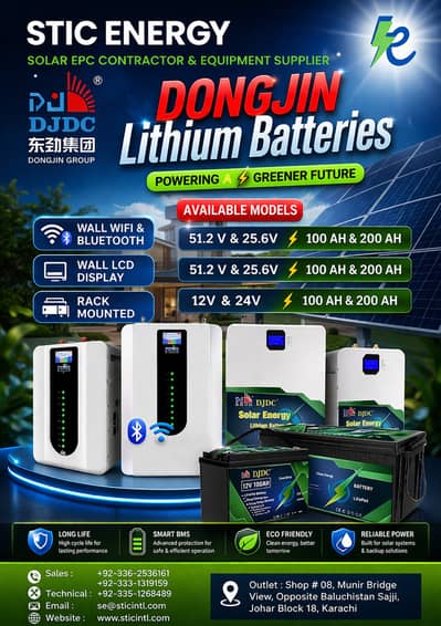 Dongjin Lithium Battery 12V/24V/48V 100Ah 200Ah | Solar Battery with