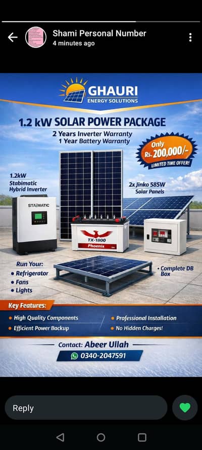 stabimatic 1.2 kilo watt solar system