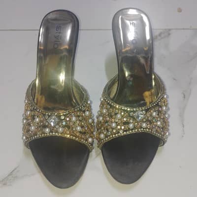 Beautiful Fancy Golden black  heels