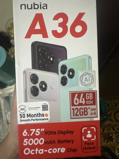 Nubia A36 in green colour warrnty also avalible or a to z all new