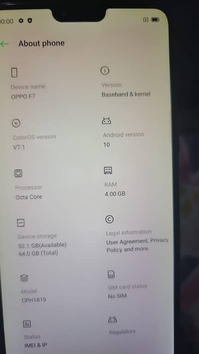 Oppo F7 with box 4gb