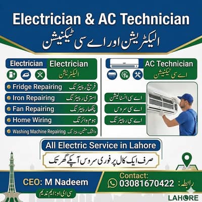 AC Technician & Electrician/ Home Wiring/ All Electronics Repair