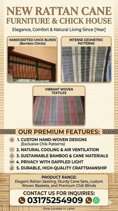 Handcrafted Blinds/BAMBOO CHICKS / BAMBOO BLINDS / WINDOW CHICK BLIND