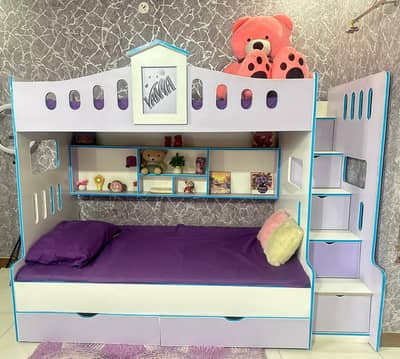 Bunk Bed with Dressing table and its chair and book shelf with gift