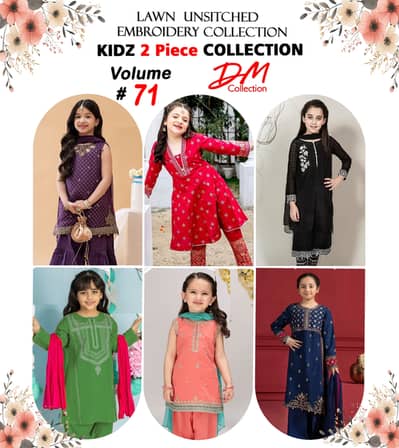 kids suit | Embroidery dress | 2pc | Printed stitched kids suit