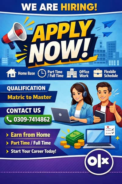 Office & Online Work Jobs Available – Male/Female (Lahore)