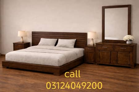 wooden bed set complete call 03124049200