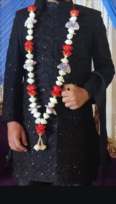 Black sherwani | dulha sherwani | embroidered sherwani | dulha dress