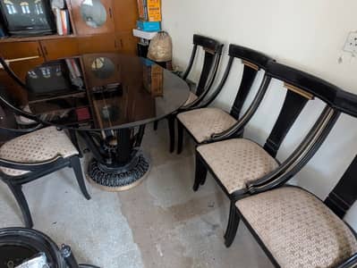 6 seater glass dining table