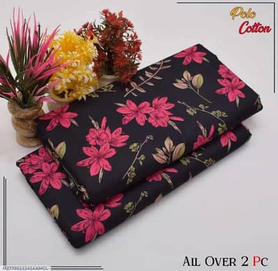 Women Cotton Printed Suit Black 2 PCs