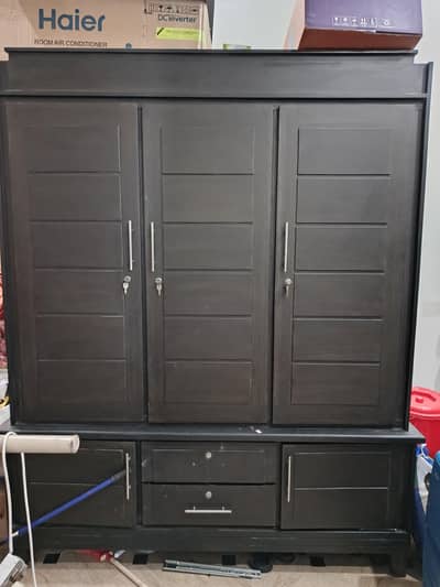 3 door wooden wardrobe, almari