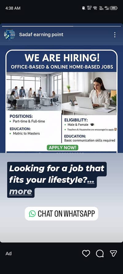 Office & Online Work Jobs Available – Male/Female (Lahore)