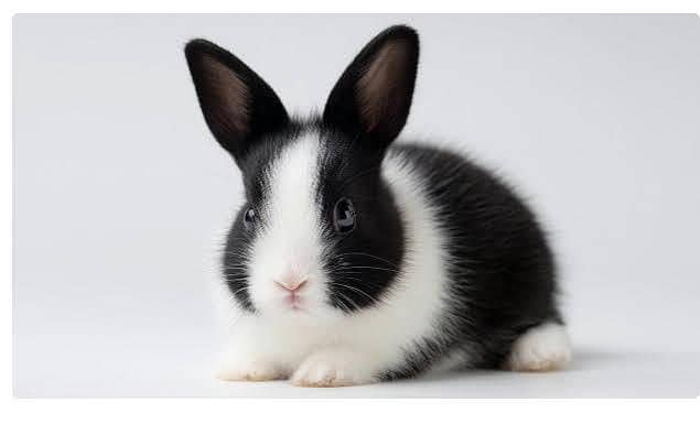 گھر کے پلے ہوئے سفید اور کالے خرگوش کے بچے 8