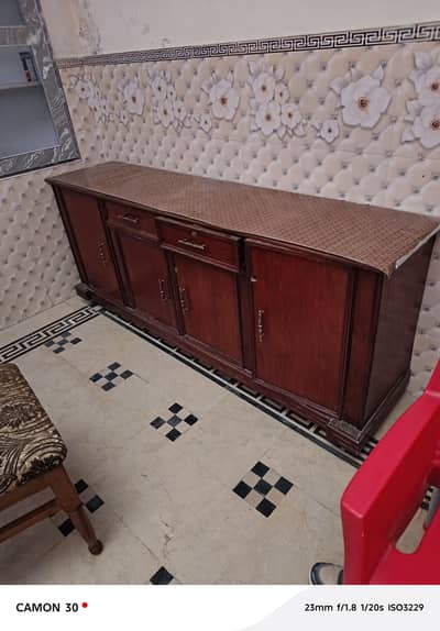 wooden console with tyres for sale