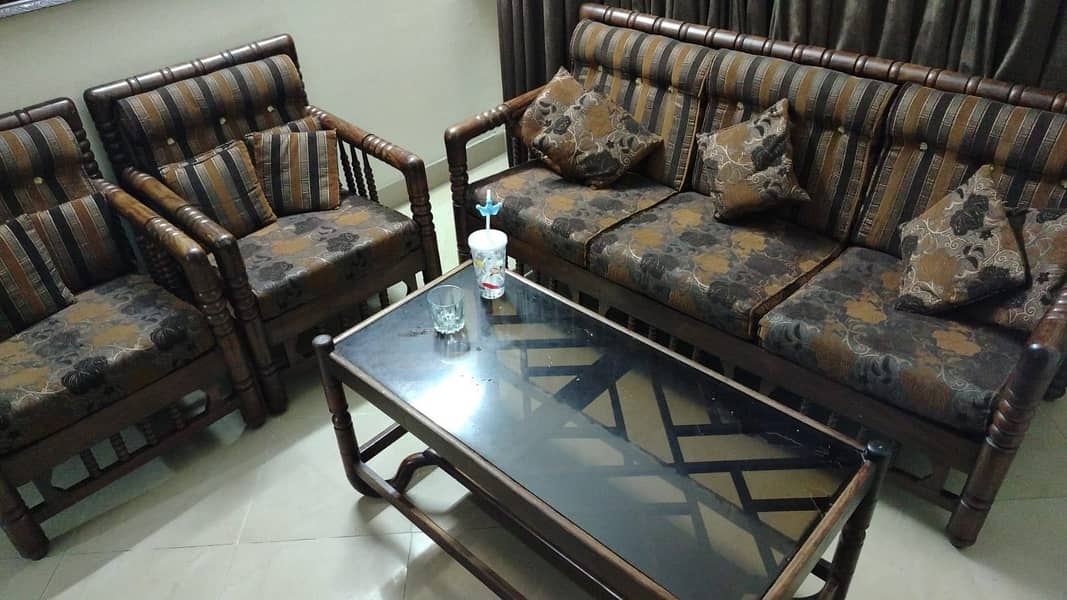 Pure wood sofas with table 1