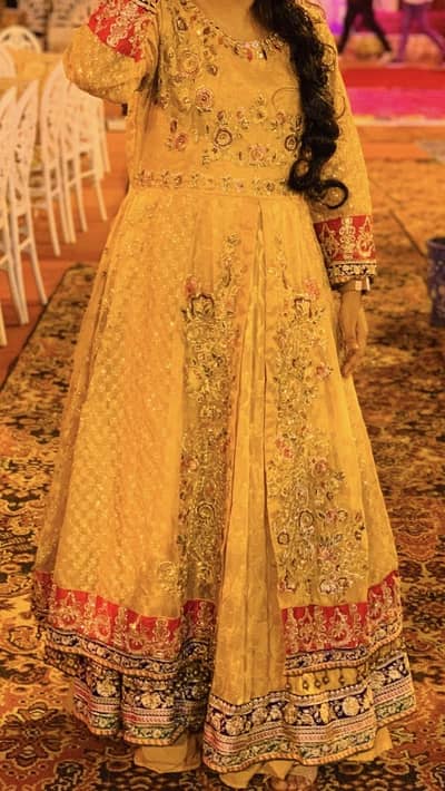 Semi heavy ready to wear Mehandi/Mayo dress