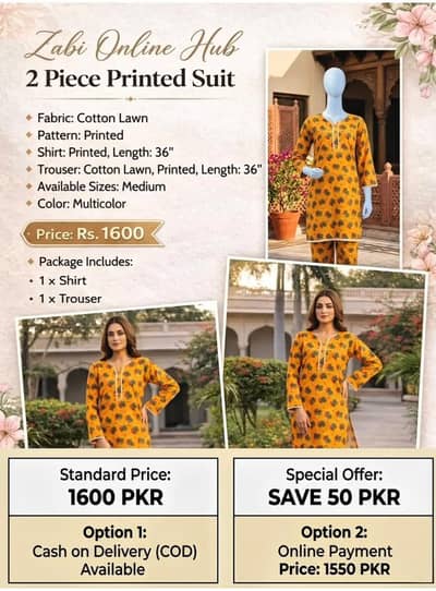  Trendy Printed Summer Collection - 2 Pcs Cotton Lawn 