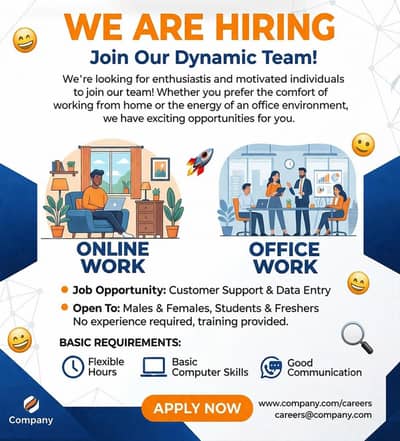 we are hiring online and office work opportunities available!