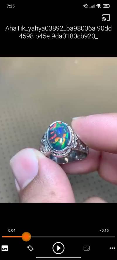 Ethiopian Black Opal Silver Ring - Size 18